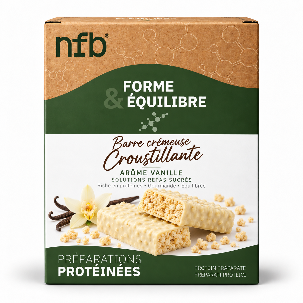 Barre crémeuse croustillante arôme vanille NFB Healthcare